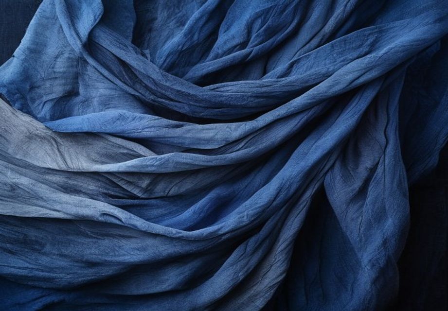 Layers of deep indigo-dyed Japanese cloth